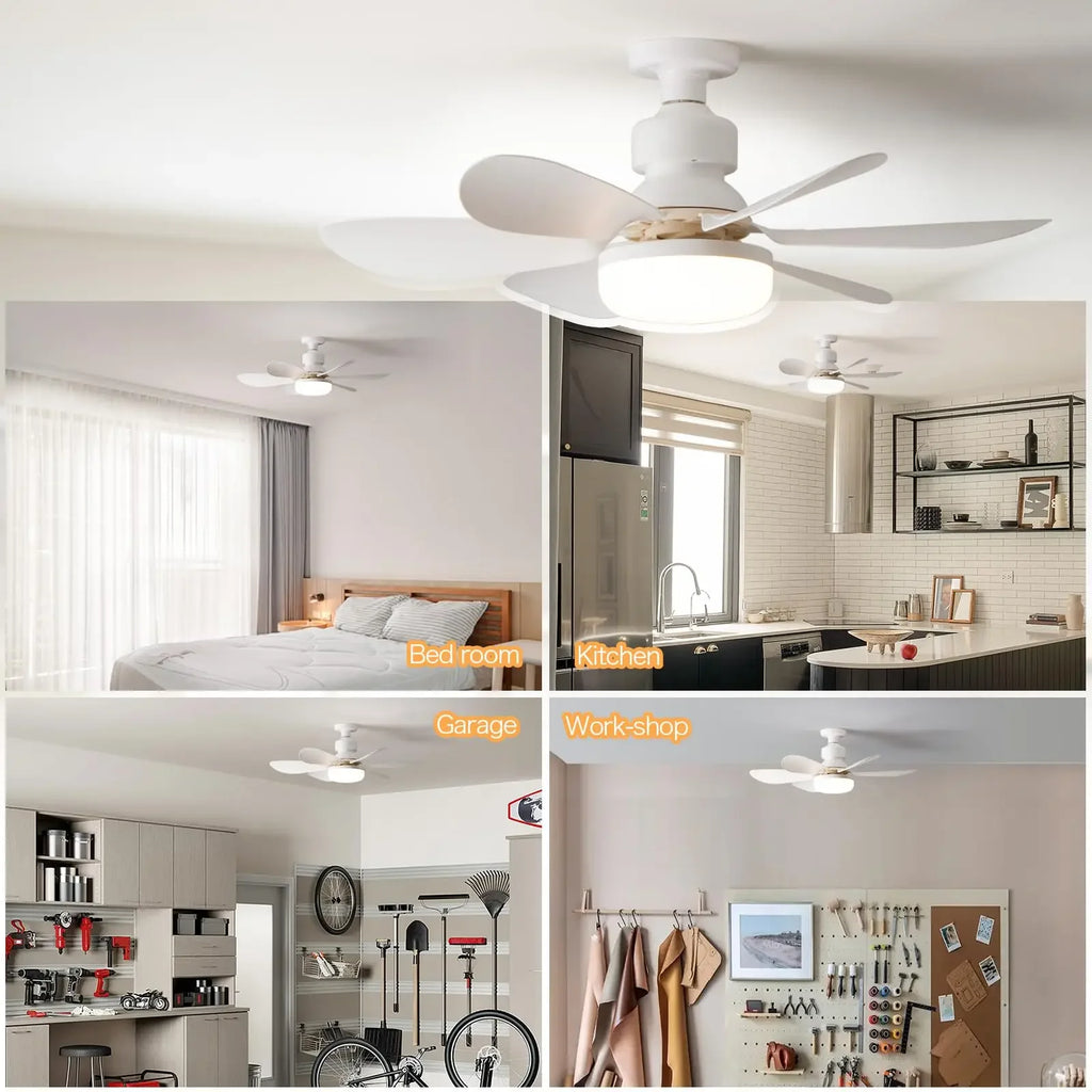 52cm E27 LED Ceiling Fan Light for Indoor Grow Spaces — Remote Dimming, 40W, 6-Blade Airflow, White & Multicolor Options