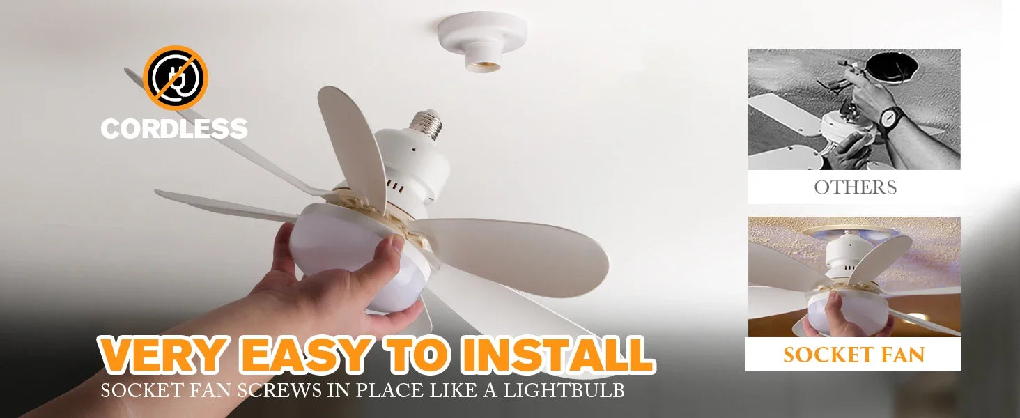 52cm E27 LED Ceiling Fan Light for Indoor Grow Spaces — Remote Dimming, 40W, 6-Blade Airflow, White & Multicolor Options