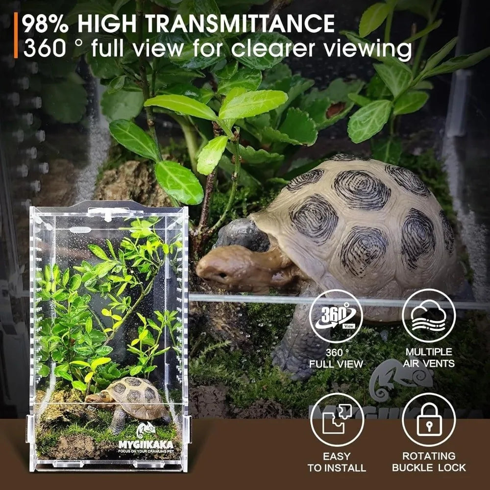 Acrylic Jumping Spider Enclosure Buckle Lock Escape Proof Reptile Feeding Tank Ventilated Transparent Reptile Habitat