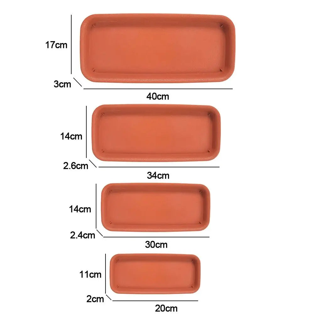 Heavy-Duty Rectangular Plant Saucer Drip Tray for Indoor & Outdoor Pots — BPA-Free, Brown/White/Black, 4 Size Options