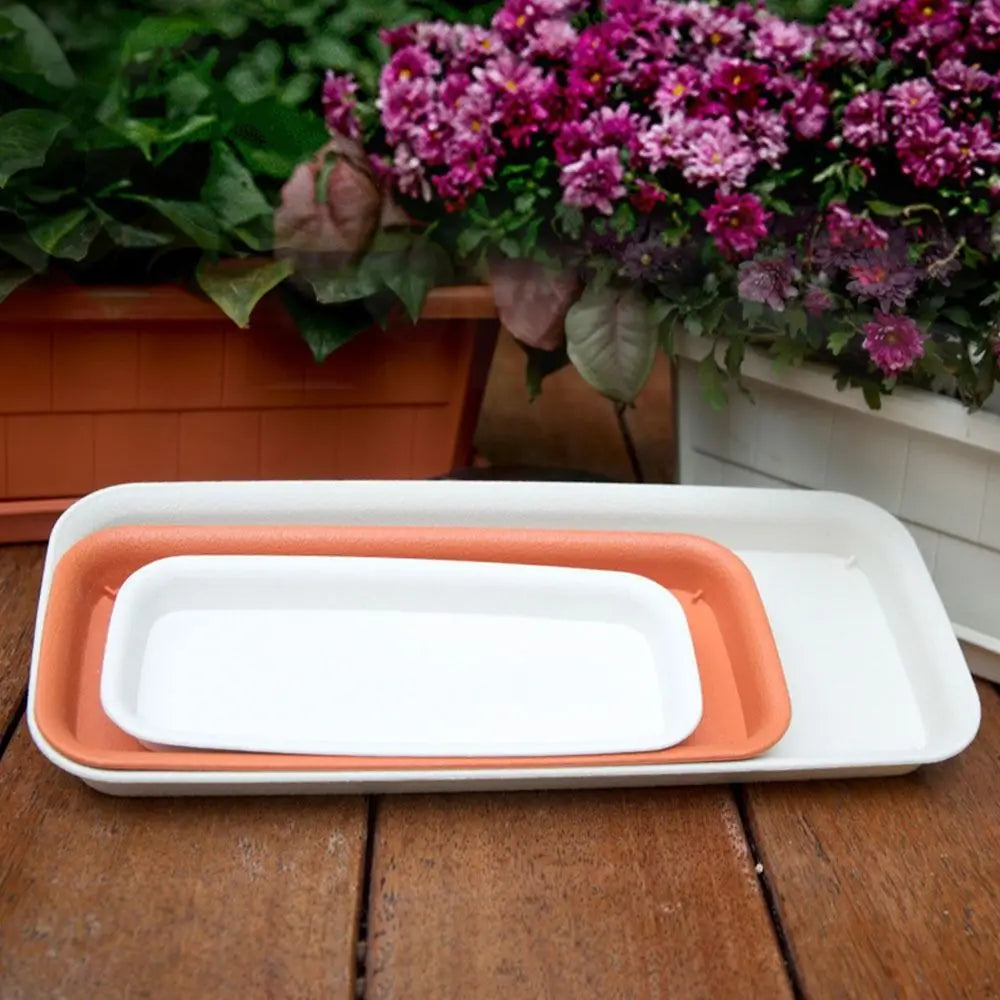 Heavy-Duty Rectangular Plant Saucer Drip Tray for Indoor & Outdoor Pots — BPA-Free, Brown/White/Black, 4 Size Options
