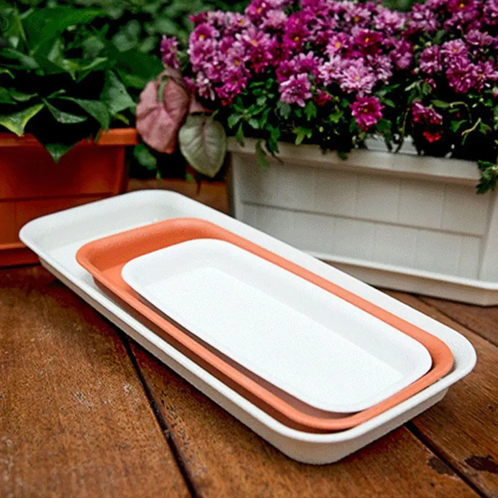 Heavy-Duty Rectangular Plant Saucer Drip Tray for Indoor & Outdoor Pots — BPA-Free, Brown/White/Black, 4 Size Options