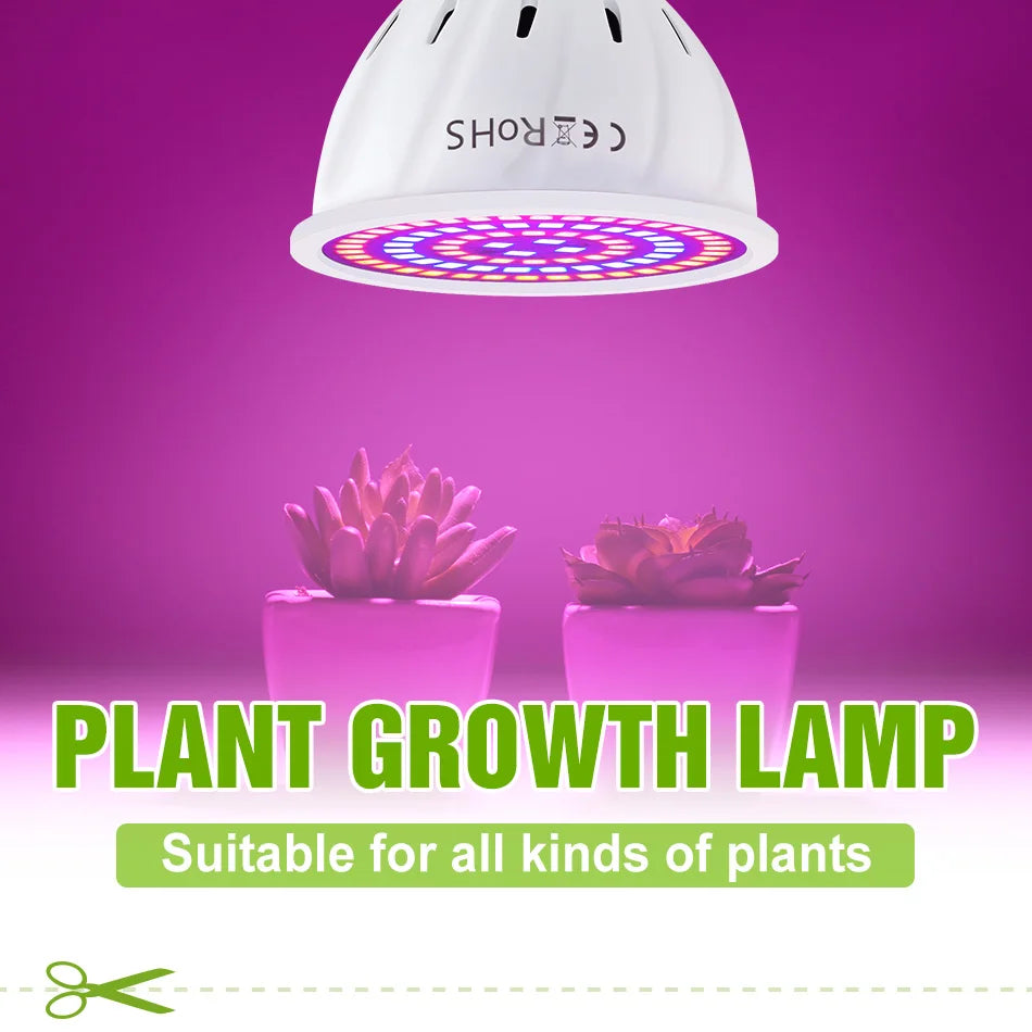 Full-Spectrum LED Plant Grow Light Bulb for Indoor Flowers, Herbs & Seedlings — E27, E14, GU10, B22, MR16 — 5W, 7W & 9W Options