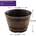 Wood Barrel Style Resin Planter Pot with Drainage for Herbs, Trees & Plants — 9in & 12in Options