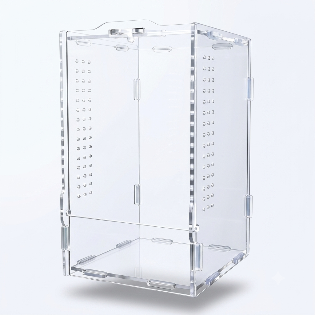 Acrylic Jumping Spider Enclosure Buckle Lock Escape Proof Reptile Feeding Tank Ventilated Transparent Reptile Habitat