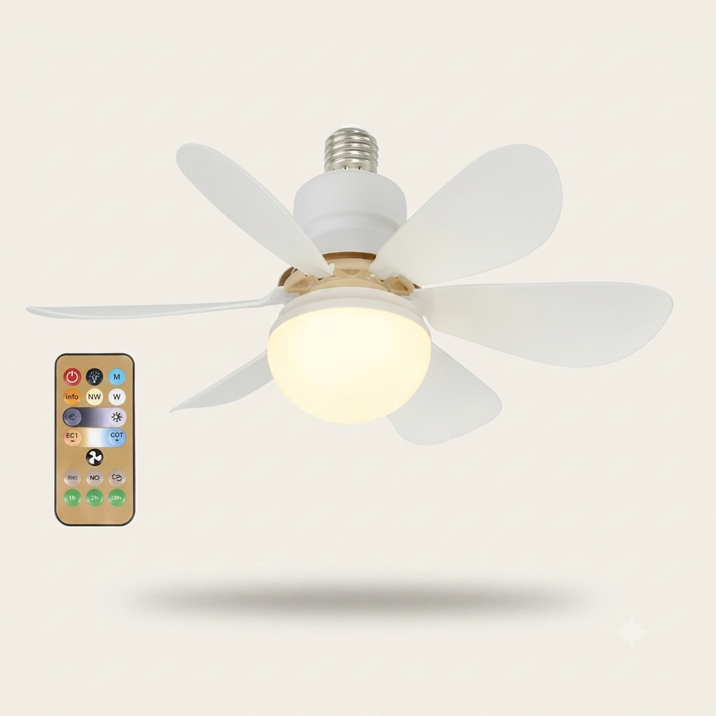 52cm E27 LED Ceiling Fan Light for Indoor Grow Spaces — Remote Dimming, 40W, 6-Blade Airflow, White & Multicolor Options