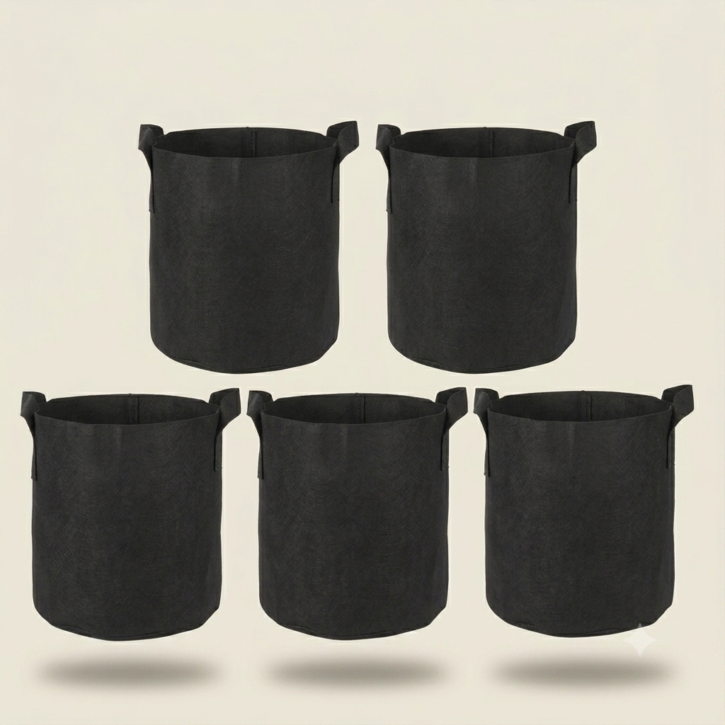 Felt Fabric Grow Bags for Vegetables, Tomatoes, Potatoes & Herbs — 1 to 30 Gallon Sizes — 1pc or 5pc Set