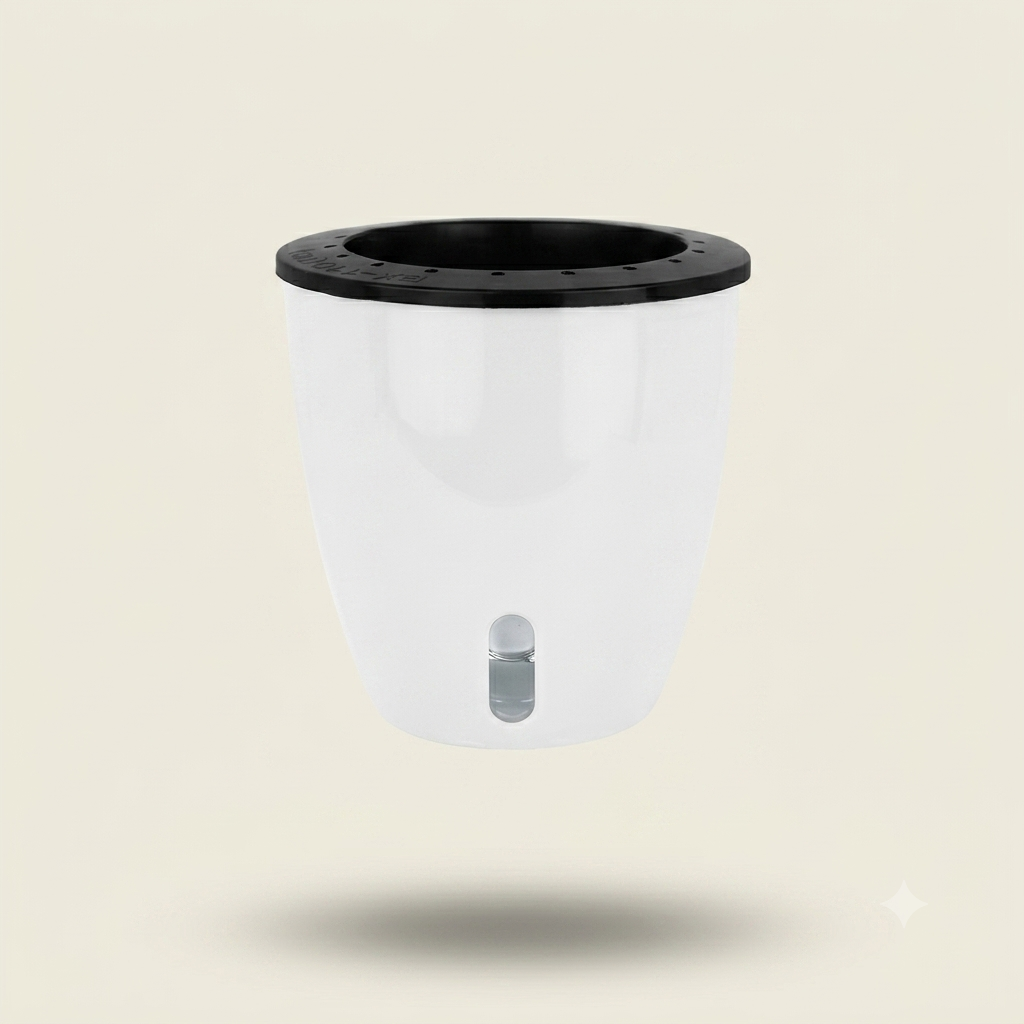White Indoor Plant Pot with Drainage System for Herbs, Houseplants & Small Plants — 11×11cm, 13×13cm, 18×19cm